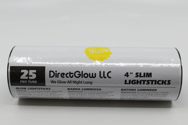 4 inch 10mm Yellow Glow Sticks- 25 Per Package